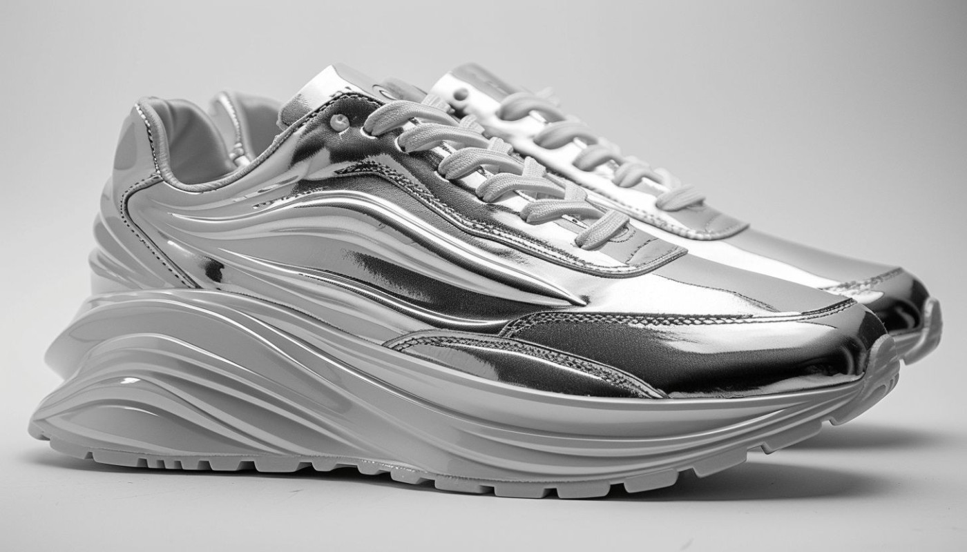 Gewinnt ein Paar elegante Sportschuhe im Metallic-Look